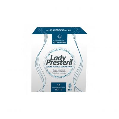 LADY PRESTERIL - ASSORBENTI NOTTE IN COTONE CON ALI - 10 PZ